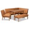 Baxton Studio Daymond Mid-Century Modern Tan Faux Leather and Walnut Brown Finished Wood 5-Piece Dining Nook Set 186-11352-11353-11354-9305-Zoro - alternate 1